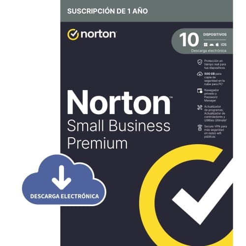 Norton Small Business Premium 2.0 500GB ES - 1 usuario - 10 dispositivos - 1 año - ESD Licencia electrónica