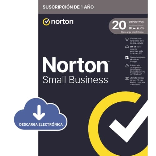 Norton Small Business 2.0 250GB ES - 1 usuario - 20 dispositivos - 1 año - ESD Licencia electrónica