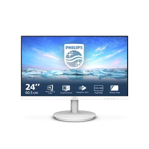 Monitor Philips 241V8AW 23.8"/ Full HD/ Multimedia/ Blanco