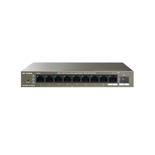 IP-COM G2210P-8-102W - Switch 9 puertos Gigabit 10/100/1000 + 1 puerto SFP- 8 puertos PoE - Metálico - Gestionable - Cloud - ProFi App - Reseteo PoE remoto