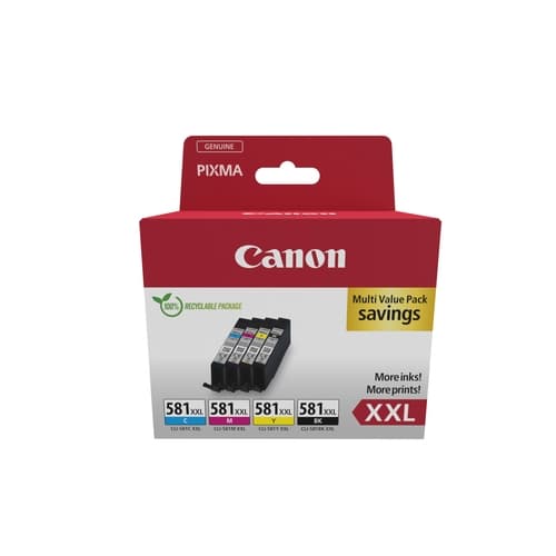 CANON CARTUCHO CLI581XXL CIAN/MAGENTA/AMARIALLO/NEGRO Multipack ECOPACK - Pixma TR8550 TS6250