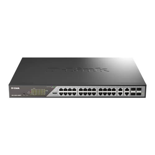 SWITCH GESTIONABLE D-LINK DSS-200G-28MP/E 24X10/100/1000 POE , 4XCOMBO 1000 Mbps RACK 19" 30WXPUER