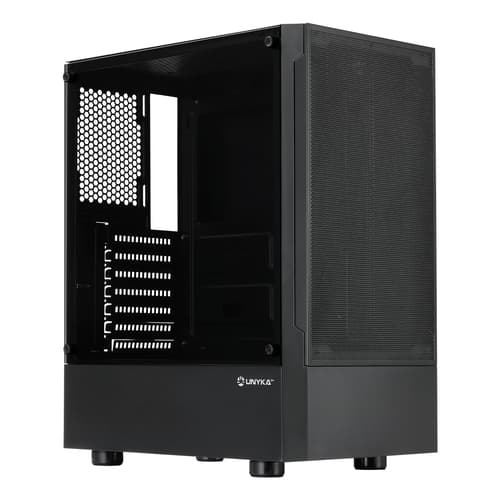 UnykaCH Aero C35 - Caja ATX - 2 x USB 3.0 - 1 x USB 2.0 - HD Audio - Fuente 500W - 375x210x439 - Frontal mesh - Lateral cristal templado - Negra