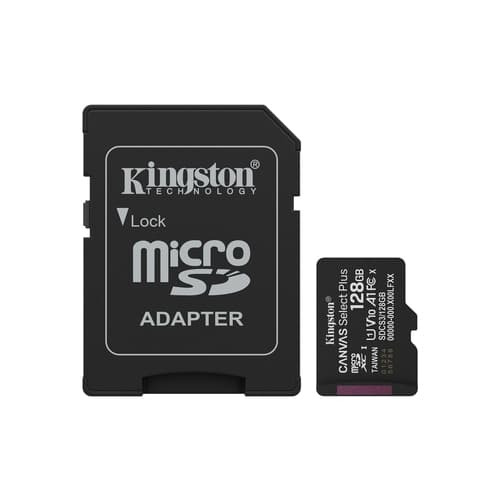 Kingston Tarjeta Micro SDXC 128GB Gen3 Clase 10 150MB/s Canvas Select Plus - Incluye adaptador
