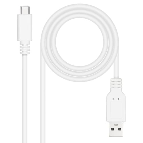 CABLE USB 2.0 3A, TIPO USB-C/M-A/M, BLANCO, 1.0 M