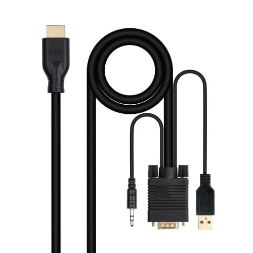 CABLE CONVERSOR VGA/M+AUDIO/M+USB-A/M-HDMI/M,1.8M