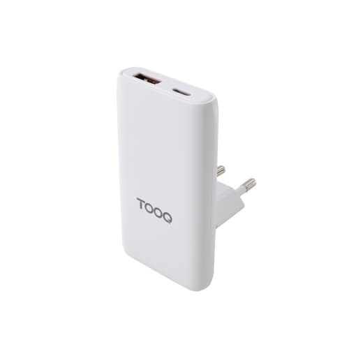 CARGADOR PARED GaN USB-C/PD+USB-A/QC 65W, BLANCO
