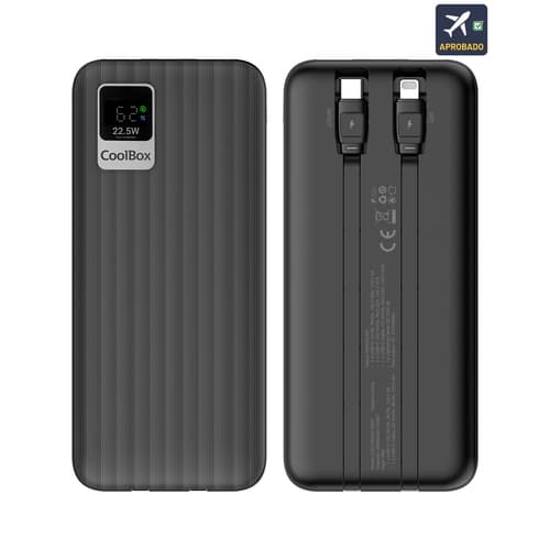 Coolbox PowerBank DP20 20000MAH LCD Negro Carg Ráp