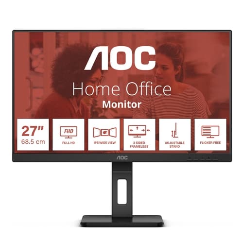 Monitor Profesional AOC 27E3QAF 27"/ Full HD/ Multimedia/ Regulable en altura/ Negro REACONDICIONADO