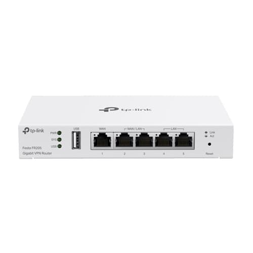 ROUTER VPN TP-LINK FESTA FR205 GIGABIT 1xWAN 2xWAN/LAN 2xLAN 1xUSB OPENVPN METALICO COLOR BLANCO
