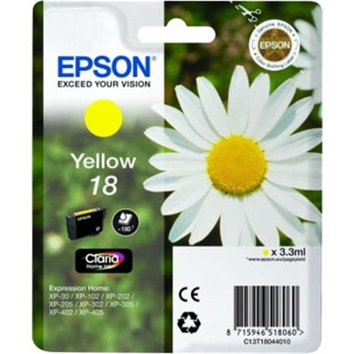 EPSON CARTUCHO AMARILLO 18 CLARIA HOME PACK 1 EXPRESSION HOME XP-/102/205/305/405