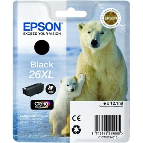 EPSON CARTUCHO NEGRO T26XL 500 PAG. XP/600/605/700/800