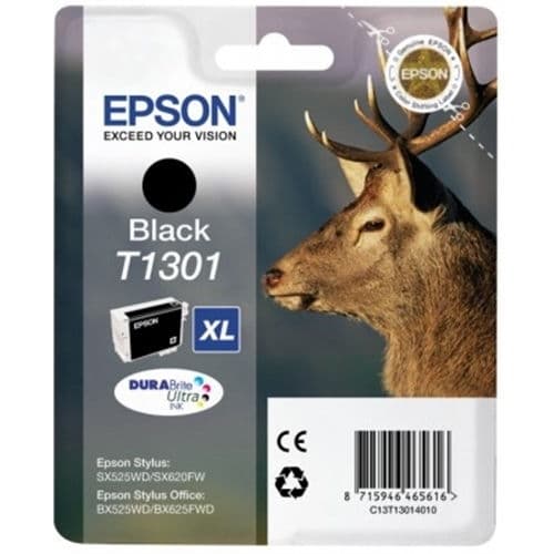 EPSON CARTUCHO NEGRO T1301 25,40ML STYLUS SX/525WD/535WD/620FW STYLUS OFFICE BX/525WD/535WD/625FWD/630FW/635FWD/925FWD/935FWD STYLUS OFFICE B/42WD WORFORCE/WF7015/WF7515/WF7525