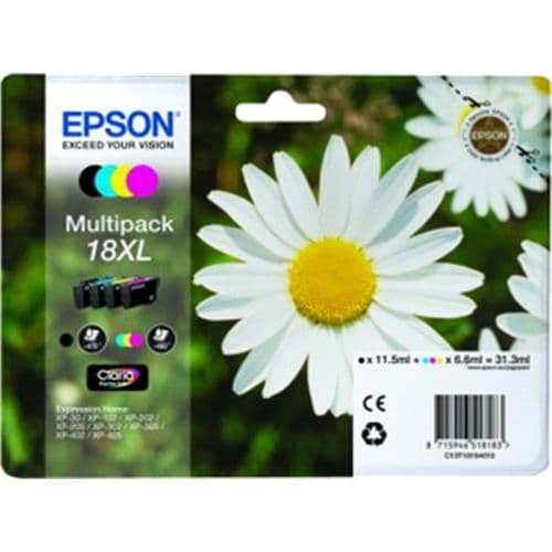 EPSON CARTUCHO NEGRO/TRICOLOR 18XL CLARIA HOME PACK 4 EXPRESSION HOME XP-/102/205/305/405