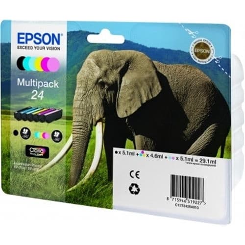 EPSON CARTUCHO BK/CY/MG/YL/LCY/LMG T24 360 PÁGINAS PACK 6 XP/750/850