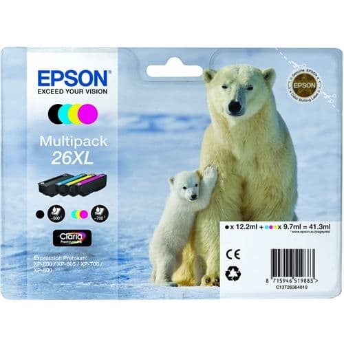 EPSON CARTUCHO NEGRO/TRICOLOR PACK 4 XP/600/605/700/800