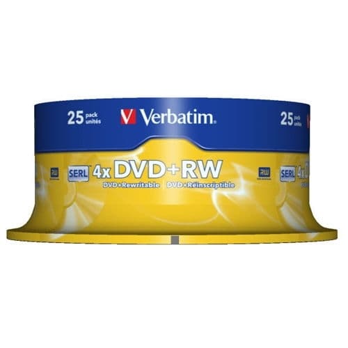 VERBATIM DVD+RW 4.7GB 4X BOBINA 25 ADVANCED SERL