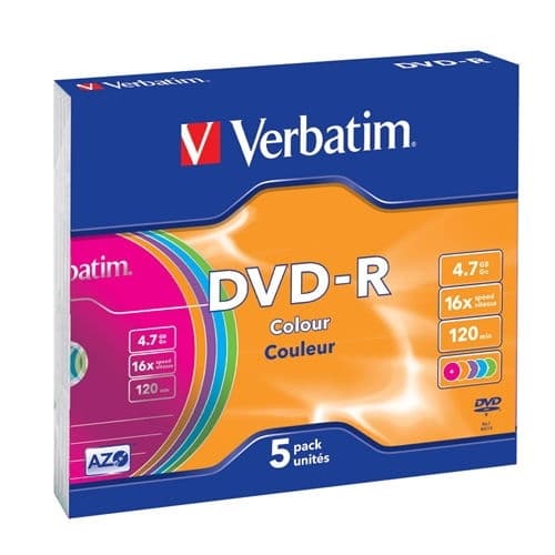 VERBATIM DVD-R 4.7GB 16X SLIM 5 ADVANCED AZO NO IMPRIMIBLE
