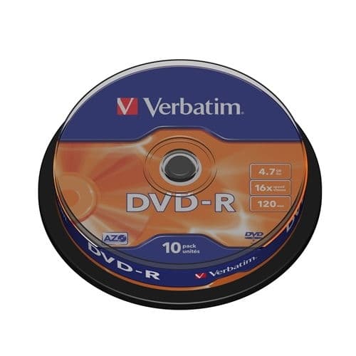 VERBATIM DVD-R 4.7GB 16X BOBINA 10 ADVANCED AZO