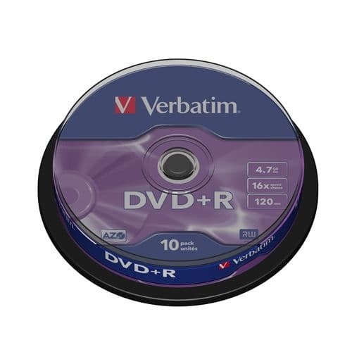 VERBATIM DVD+R 4.7GB 16X BOBINA 10 ADVANCED AZO