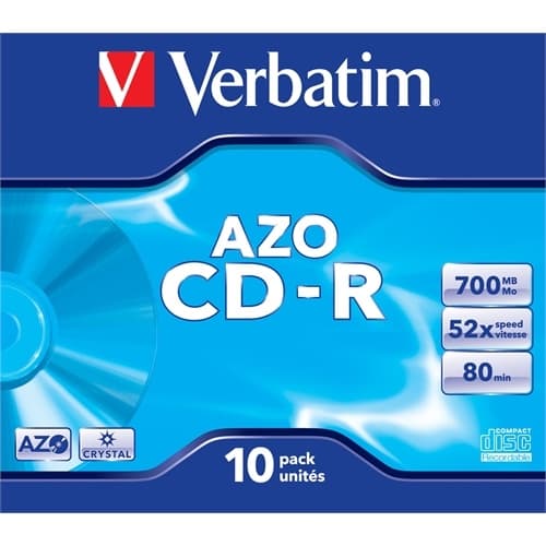 VERBATIM CD-R 700MB 52X JEWEL CASE 10 SUPER AZO