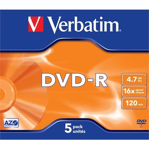 VERBATIM DVD-R 4.7GB 16X PACK 5 ADVANCED AZO