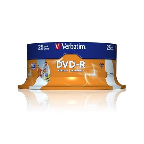 VERBATIM DVD-R 4.7GB 16X BOBINA 25 IMPRIMIBLE INKJET SUPERFICIE BLANCA 120 MINUTOS ADVANCED AZO