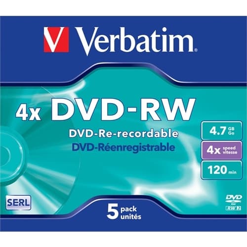 VERBATIM DVD-RW 4.7GB 4X PACK 5 ADVANCED SERL