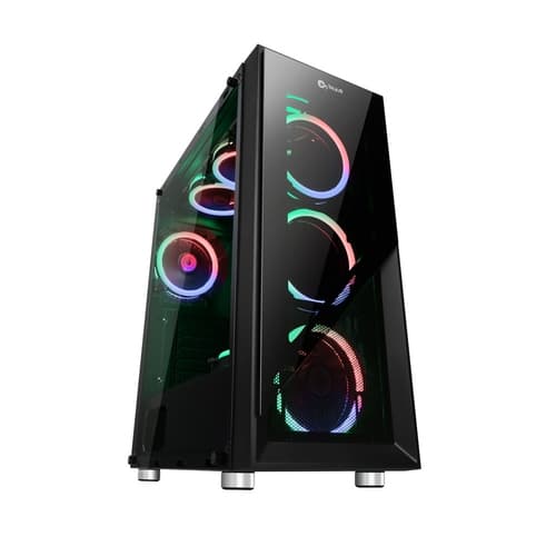 Talius - Caja ATX Valkyria - Gaming - NO GRABADORA - 3 ventiladores RGB - 2xUSB 3.0 - 2xUSB 2.0 - 4 x 3.5" - 3 x 2.5" - Cristal templado frontal y lateral - 208 x 468 x 493 mm