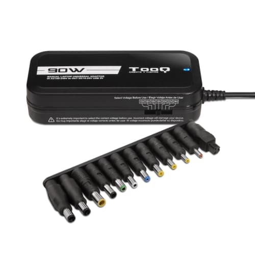 TooQ - Cargador universal para portátil MANUAL TQLC-90BS02M - Potencia 90W - 1xUSB - 12 conectores - Voltaje 15V-24V
