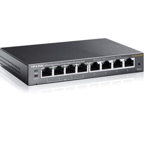 TP-Link - Switch TL-SG108PE - 8 Puertos Gigabit 10/100/1000 - 4 puertos POE 802.03af Max 55W - Gestionable EasySmart - Carcasa Metalica