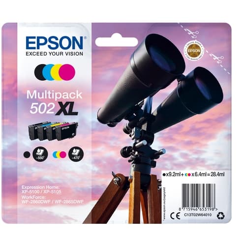 EPSON MULTIPACK 4 COLOURS 502XL INK XP-5100 WF-2860DWF WF-2865DWF