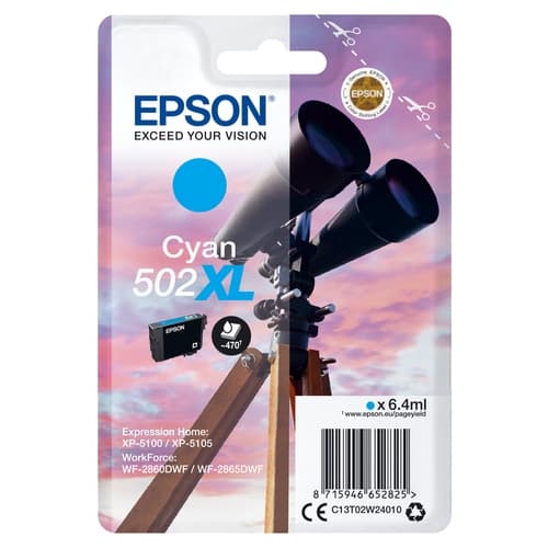 EPSON SINGLEPACK CYAN 502XL INK EPSON XP-5100, XP-5105, WF-2860DWF, WF-2865DWF