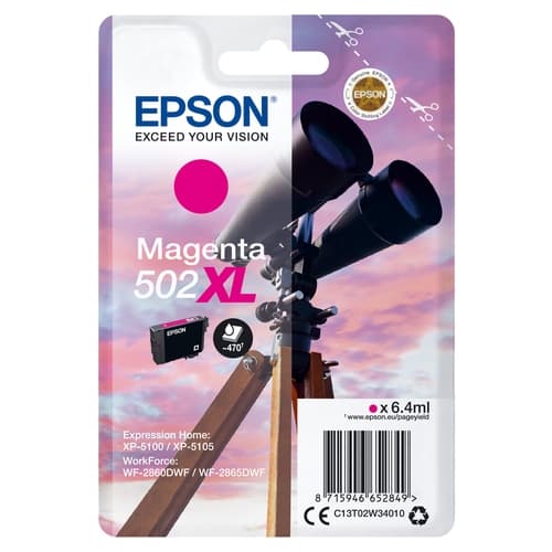 EPSON SINGLEPACK MAGENTA 502XL INK  XP-5100, XP-5105, WF-2860DWF, WF-2865DWF