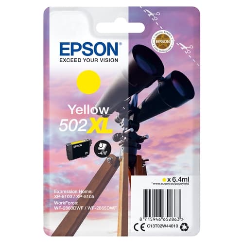 EPSON SINGLEPACK AMARILLO 502XL INK XP-5100, XP-5105, WF-2860DWF, WF-2865DWF