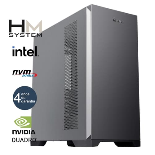 HM System CAD PRO 123250 - Workstation Torre - Intel Core i7 12700K -  32GB DDR5 - 1TB SSD NVMe - Quadro RTX A1000 8GB - 750W 80+ Gold - Refrigeración líquida - 4 años garantía - 30 días DOA