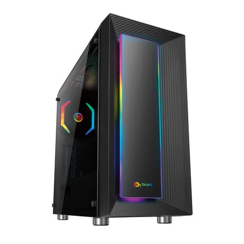 Talius - Caja Gaming Auriga LED RGB - 1 x 12cm RGB trasero - 2 x 120/140mm superiores opcionales - 2xUSB 2.0 - 2xUSB 3.0 - 2x3.5" - 4x2.5" - No grabadora - Audio - Cristal templado - 440x460x205 mm