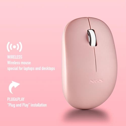 NGS - Ratón Inalámbrico Fog Pro Rosa - Hasta 1000 DPI