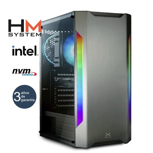 HM System Intel Omega C3 Gaming - Torre RGB - Intel Core i5-12400F - 16GB - 500GB M.2 NVMe - RTX 5060 8GB - 650 W Bronze - Refrigeración líquida - NOODD - 3 años garantía - 30 días DOA