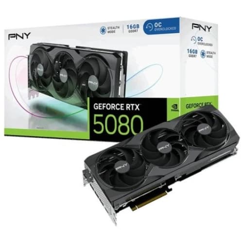 PNY GeForce RTX 5080 - 16GB GDDR7 - Triple Fan - 3 x DP - 1 x HDMI