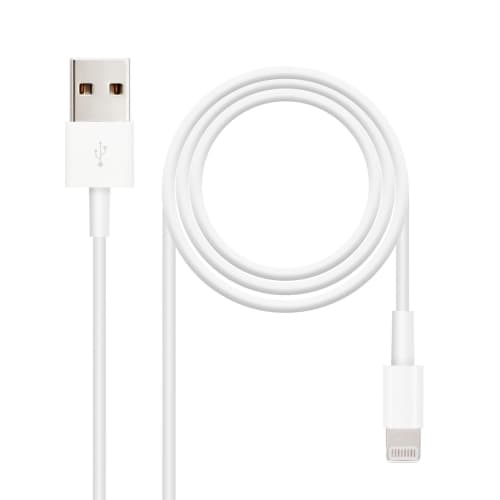 Nanocable - Cable Apple LIGHTNING IPHONE a USB 2.0 de 2m conexión IPHONE LIGHTNING-USB A/M para carga y datos Iphone - color BLANCO
