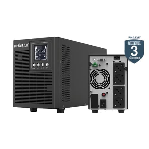Phasak - SAI PH 9220 - Online - 2KVA/1800W - Formato Torre - 4 Schuko - LCD - RS232-USB - Baterias 4x9Ah