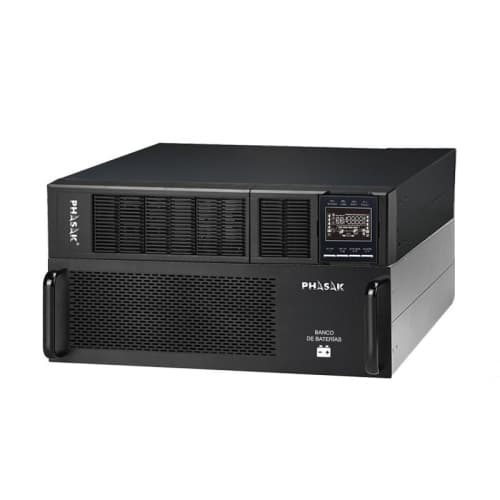 Phasak - SAI PH 9360 - Online - 6KVA/4200W - Formato Rack - Bornes - LCD - USB+RS232+RJ45 - Baterias 20x 7Ah - Garantía 2 años in situ con batería