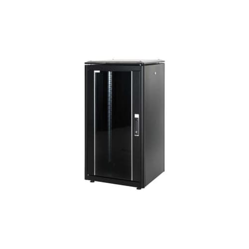 Armario rack suelo 19" PHASAK-PRO 22U 600x800 negro, 2 bandejas fijas+Ventilación X4-12" + Regleta X6 (INCLUYE MONTAJE Y PORTES)