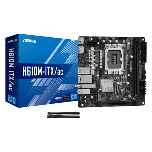 Placa base 1700 miniITX ASRock H610M-ITX/ac 2xDDR4 (hasta 64GB 3200 Mhz OC) - 4xSATA - 1xM.2 - USB 2.0 (2/2) - USB 3.2 (2/2) - HDMI - DP - Wifi - Bluetooth