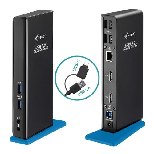 i-tec - USB 3.0/USB-C Dual HDMI Docking Station - 2 x HDMI - 1 x USB 3.0 - 1 x USB 3.0 (con soporte de carga rápida) - 4 x USB 2.0 - 1 x RJ45 Gigabit - Audio