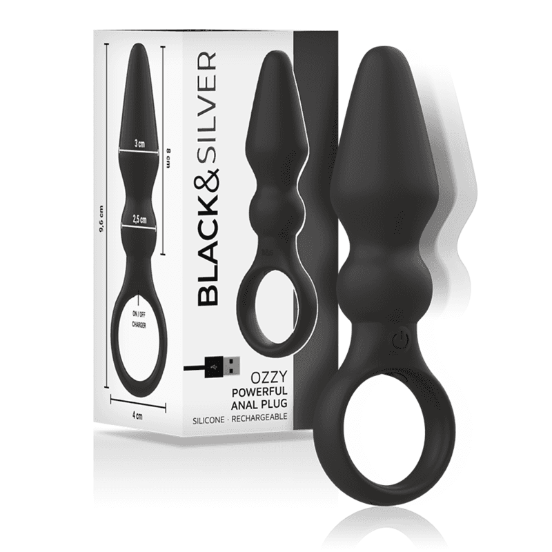 BLACK&SILVER - OZZY POTENTE VIBRADOR PLUG ANAL SILICONA
