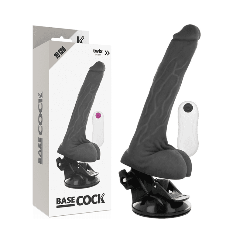 BASECOCK - VIBRADOR REALÍSTICO CONTROL REMOTO NEGRO 19 CM -O- 4 CM