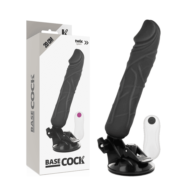 BASECOCK - VIBRADOR REALÍSTICO CONTROL REMOTO NEGRO 20 CM -O- 4 CM