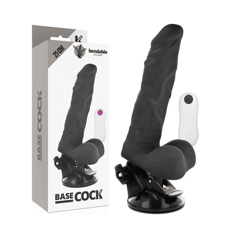 BASECOCK - VIBRADOR REALÍSTICO ARTICULABLE CONTROL REMOTO NEGRO 21 CM -O- 5 CM